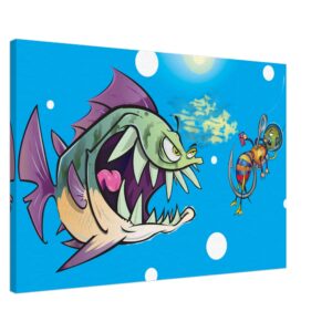 Bug vs Fish - C.B. Wilson Artwork - Canvas Print – 24x36in – Stretched with Mirror Wrap